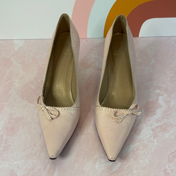Stuart Weitzman Blush Pink Heels with Bow - Picture 1 of 12